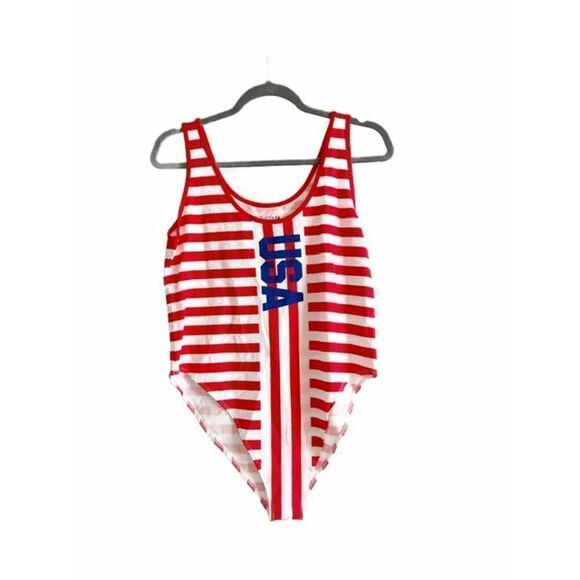 NWT USA STRIPES GRAPHIC BODYSUIT XL - Picture 7 of 7
